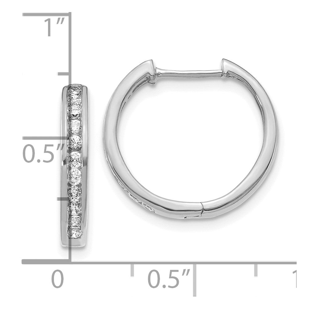 10k White Gold Diamond Hinged Hoop Earrings