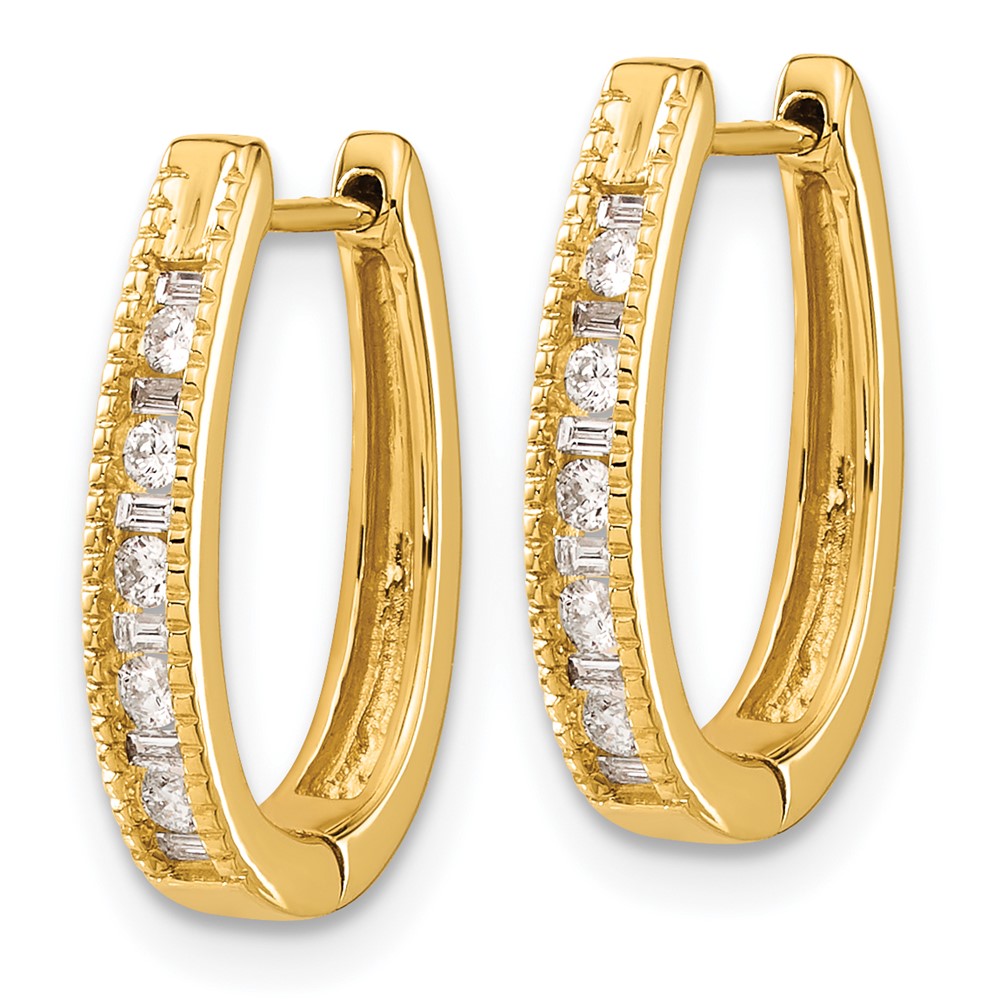 14k Diamond Oval Hinged Hoop Earrings