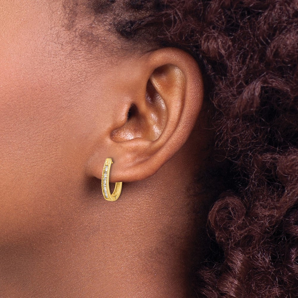 14k Diamond Oval Hinged Hoop Earrings