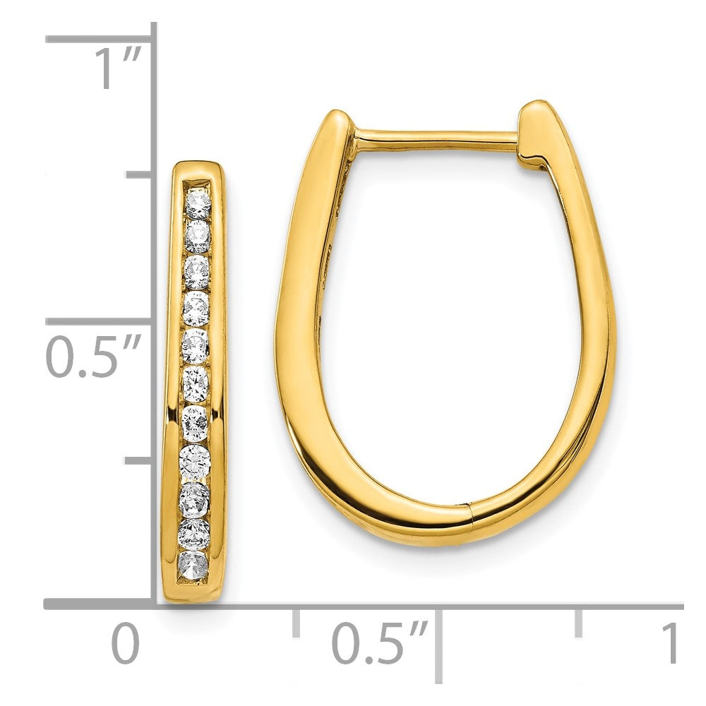 10k Diamond Oval Hinged Hoop Earrings