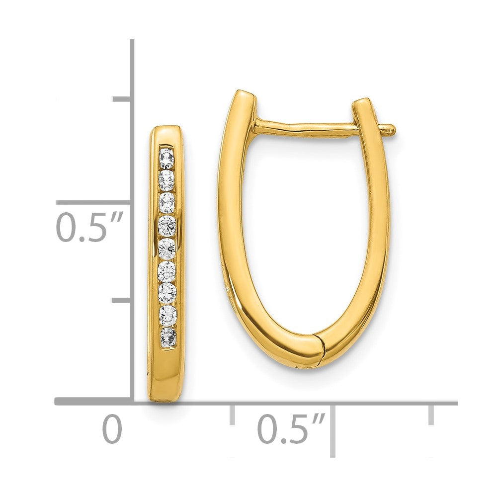 10k Diamond Oval Hinged Hoop Earrings