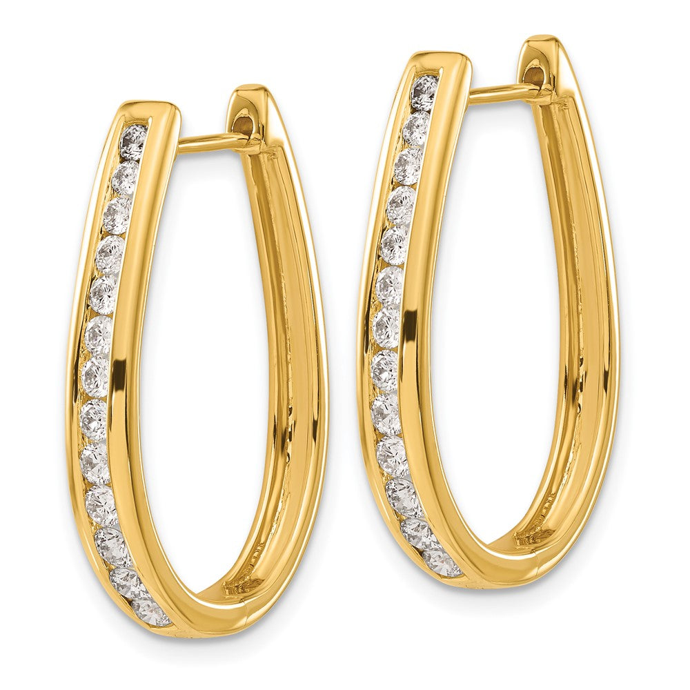 14k Diamond Oval Hinged Hoop Earrings