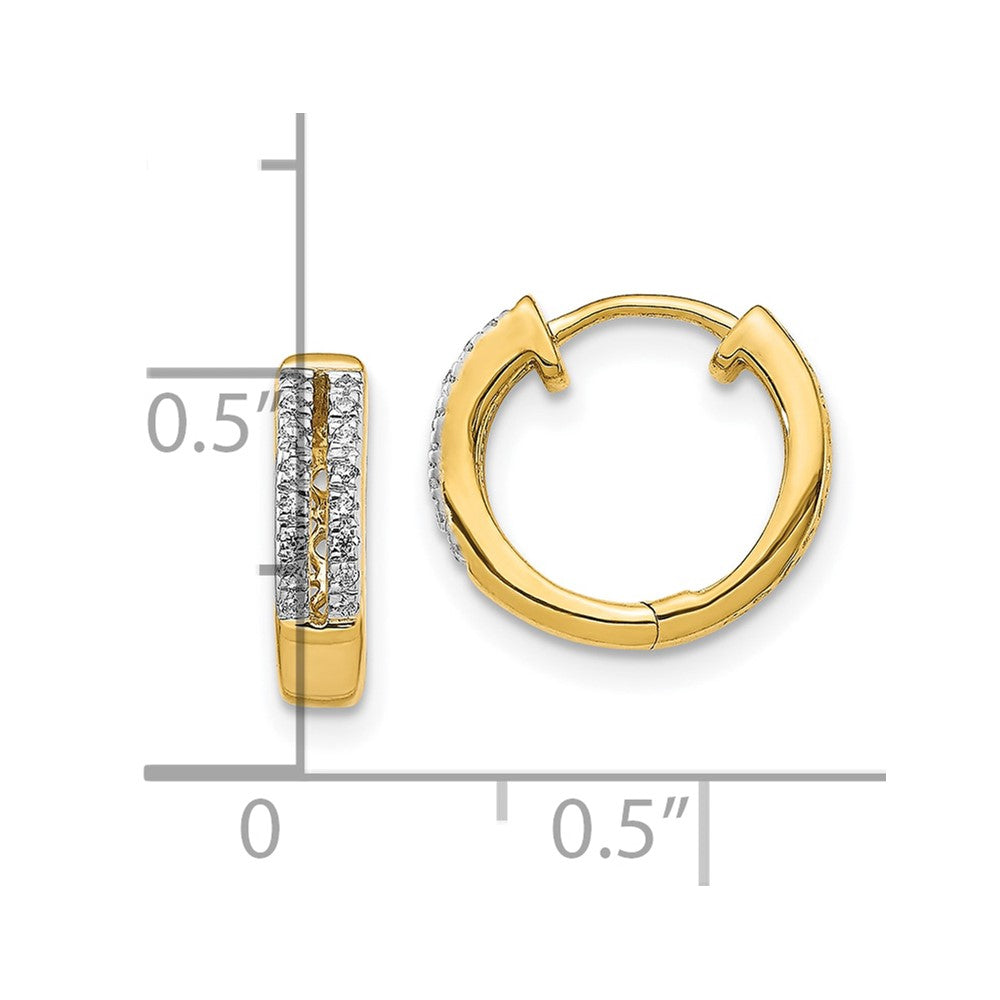 10k Diamond Hinged Round Hoop Earrings