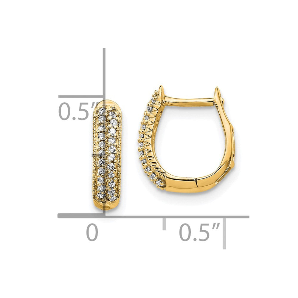 14k Polished Diamond Hinged Hoop Earrings