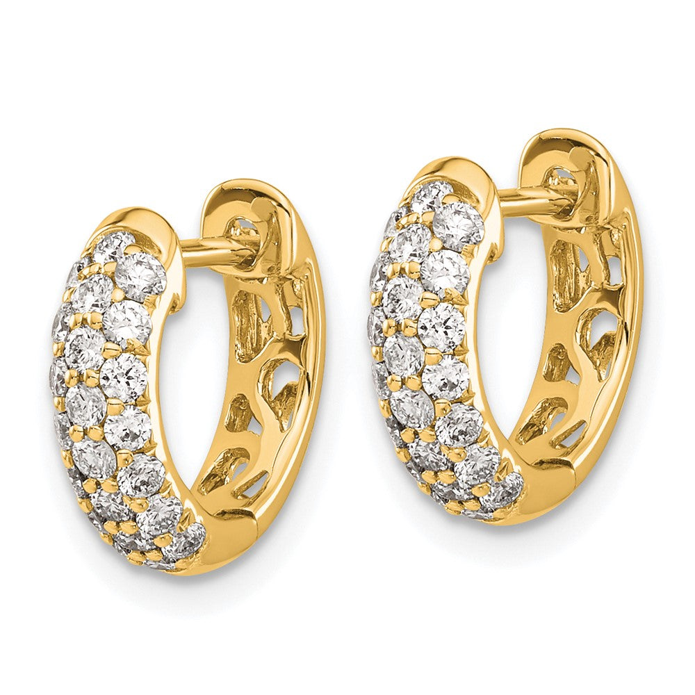 14k Yellow Gold Diamond Hinged Hoop Earrings