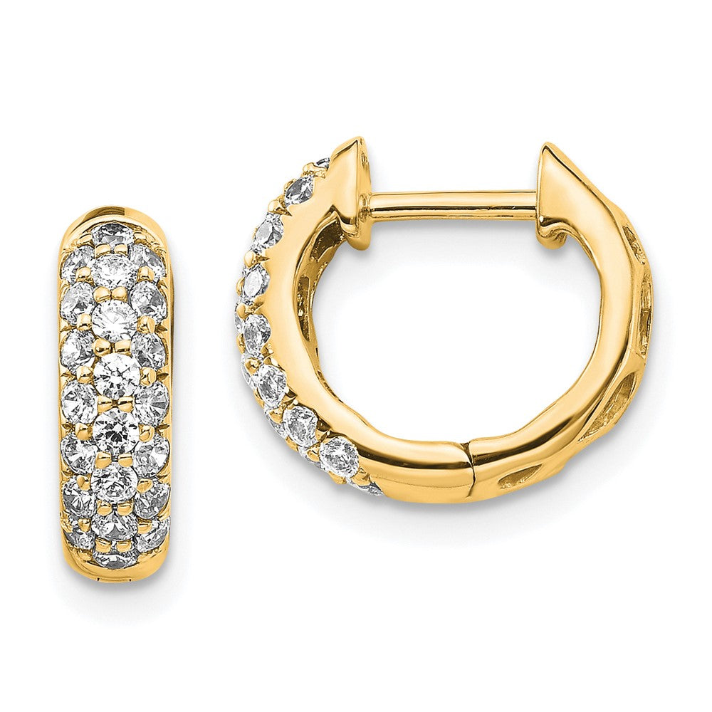 14k Yellow Gold Diamond Hinged Hoop Earrings