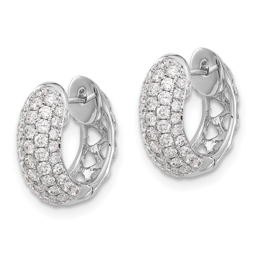 14k White Gold Diamond Hinged Hoop Earrings