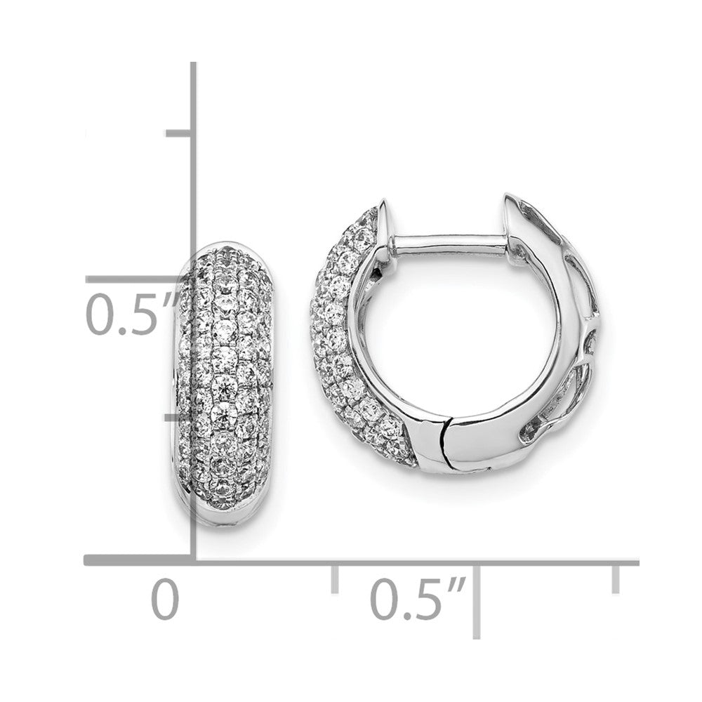 10k White Gold Diamond Hinged Hoop Earrings