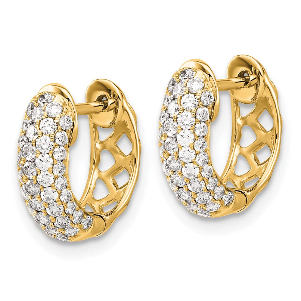 14k Yellow Gold Diamond Hinged Hoop Earrings