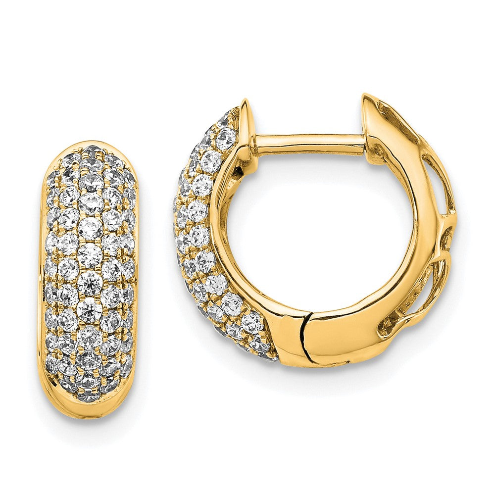 14k Yellow Gold Diamond Hinged Hoop Earrings