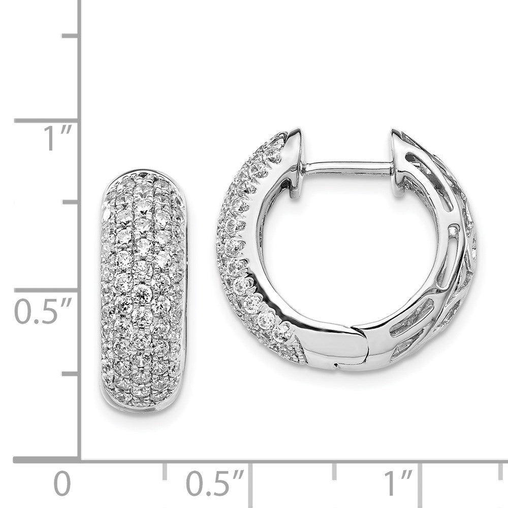 14k White Gold Diamond Hinged Hoop Earrings