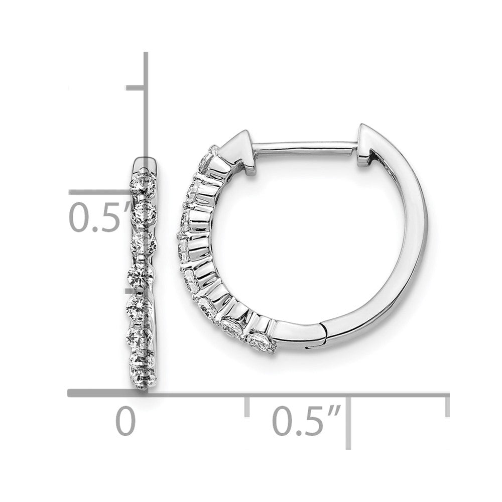 10k White Gold Diamond Hinged Hoop Earrings