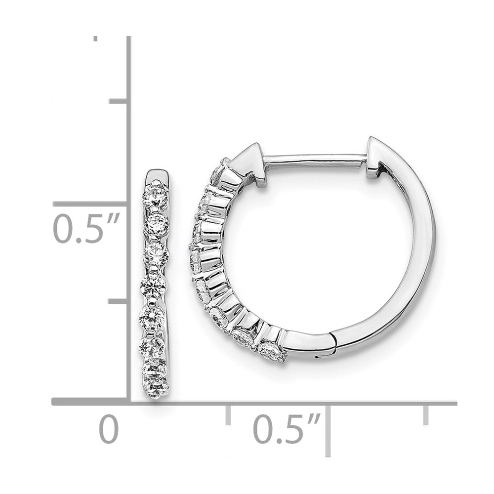 14k White Gold Diamond Hinged Hoop Earrings