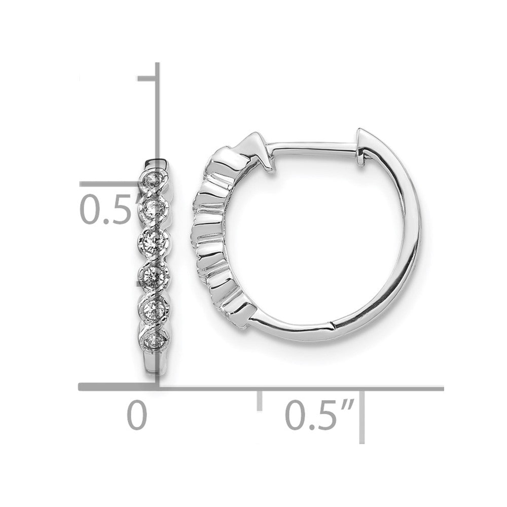 10k White Gold Diamond Hinged Hoop Earrings