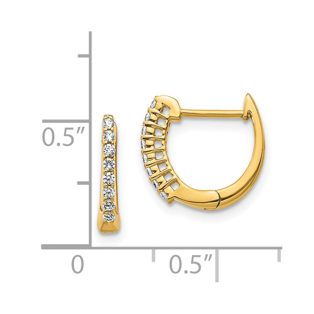 14k Gold Polished Diamond Hinged Hoop Earrings