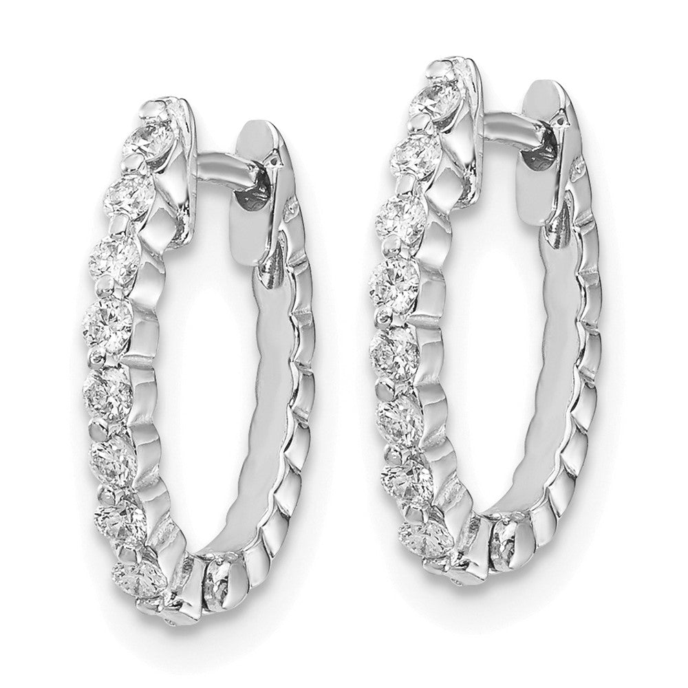 14k White Gold AA Diamond Hinged Hoop Earrings
