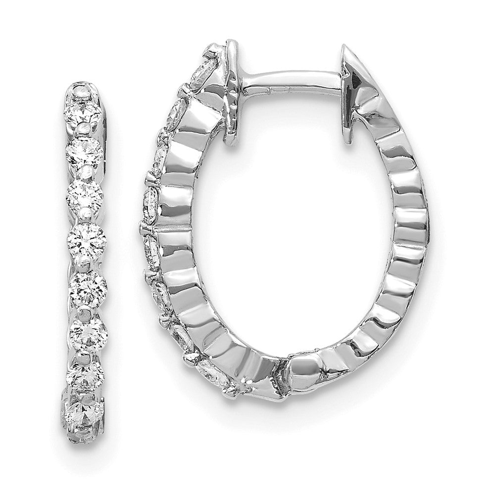 14k White Gold AA Diamond Hinged Hoop Earrings