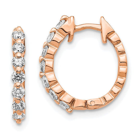 14k Rose Gold AA Diamond Hinged Hoop Earrings