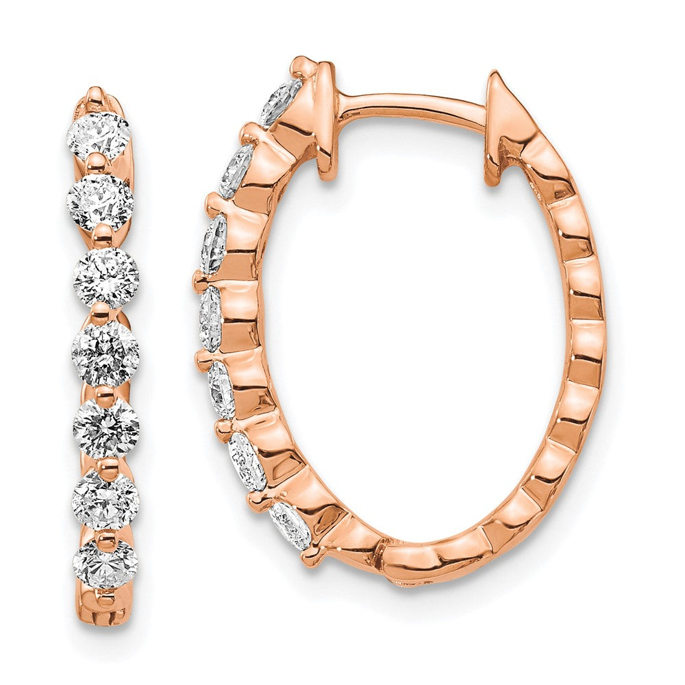14k Rose Gold AA Diamond Hinged Hoop Earrings