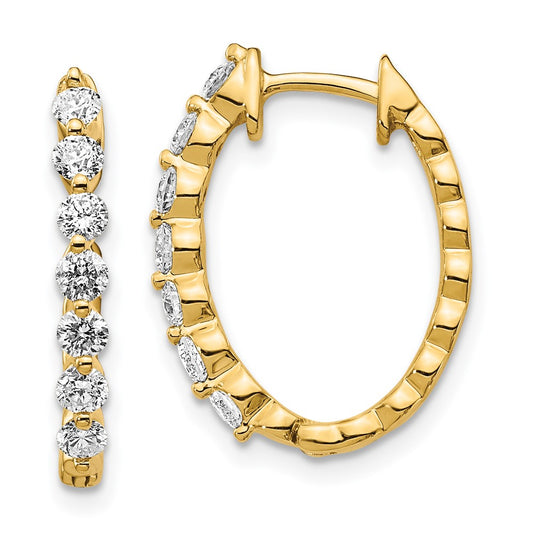 14k AA Diamond Hinged Hoop Earrings