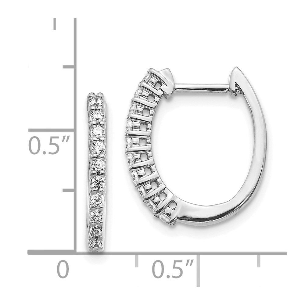 14k White Gold Diamond Hinged Hoop Earrings