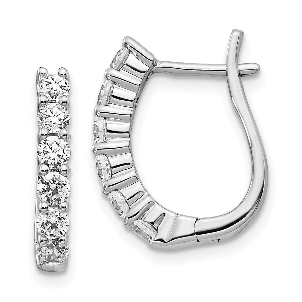 14k White Gold Diamond Hinged Hoop Earrings