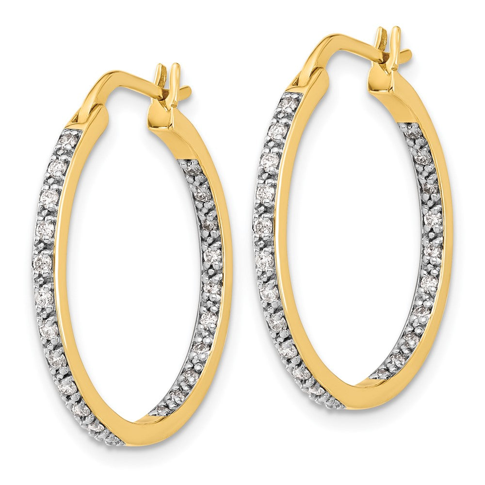 14k Diamond In/Out Hoop Earrings