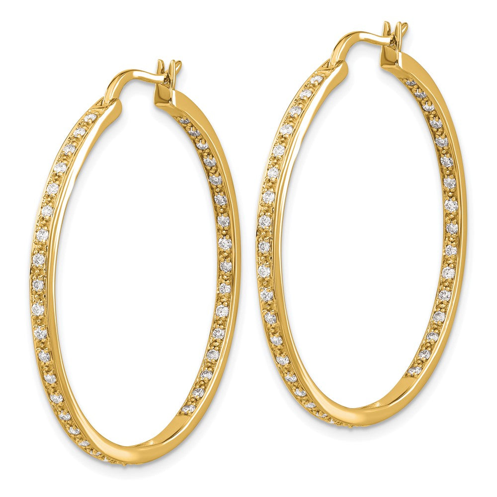 14k Diamond In/Out Hoop Earrings