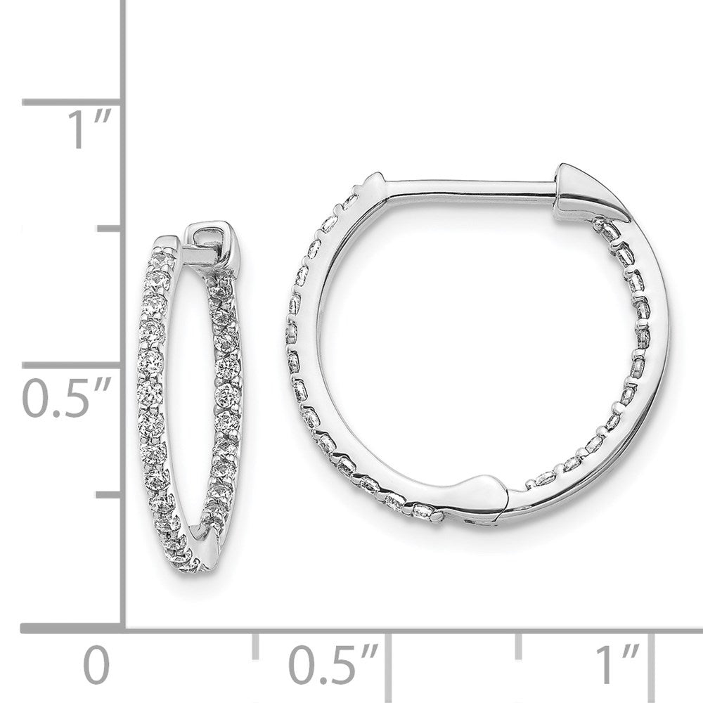 14k White Gold Diamond In/Out Hinged Hoop Earrings