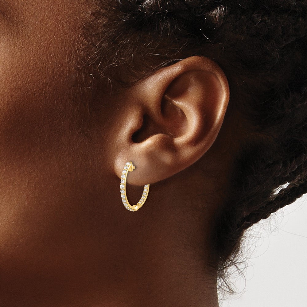 14k Diamond In/Out Hinged Hoop Earrings