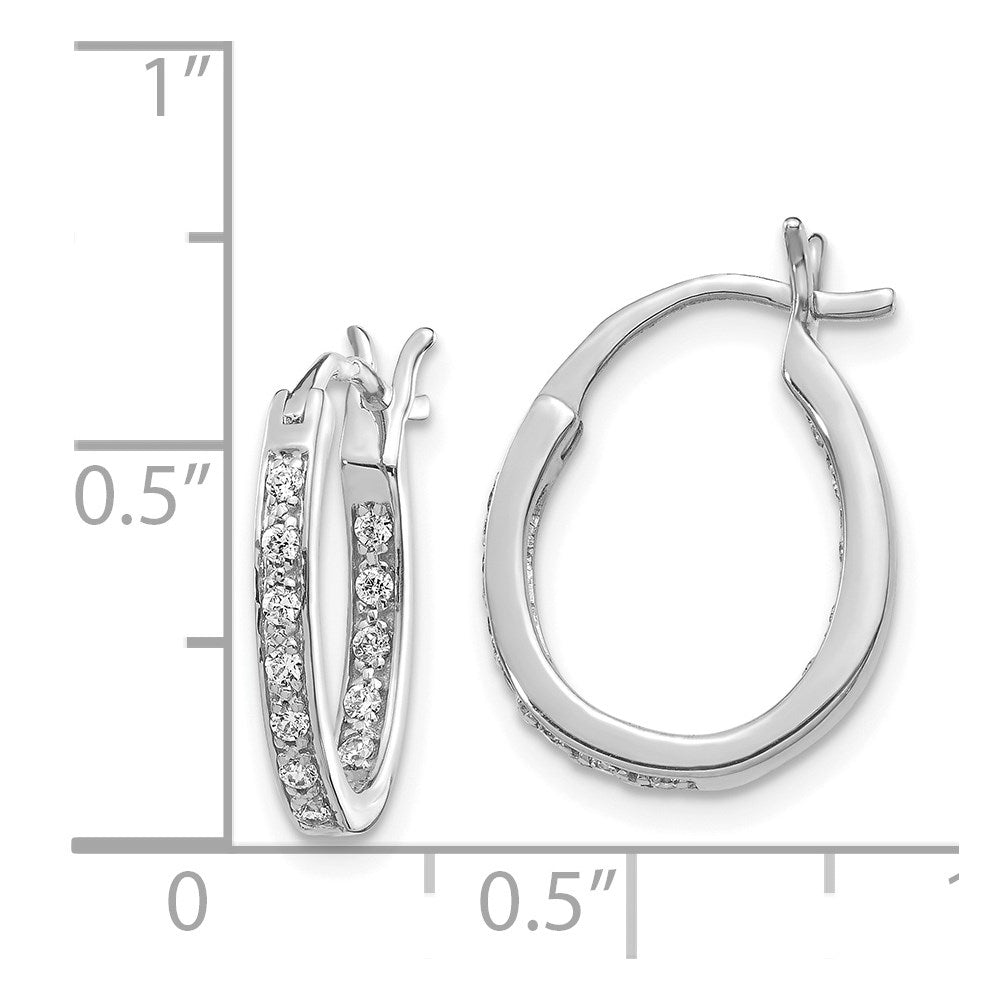 14k White Gold Diamond In/Out Hoop Earrings