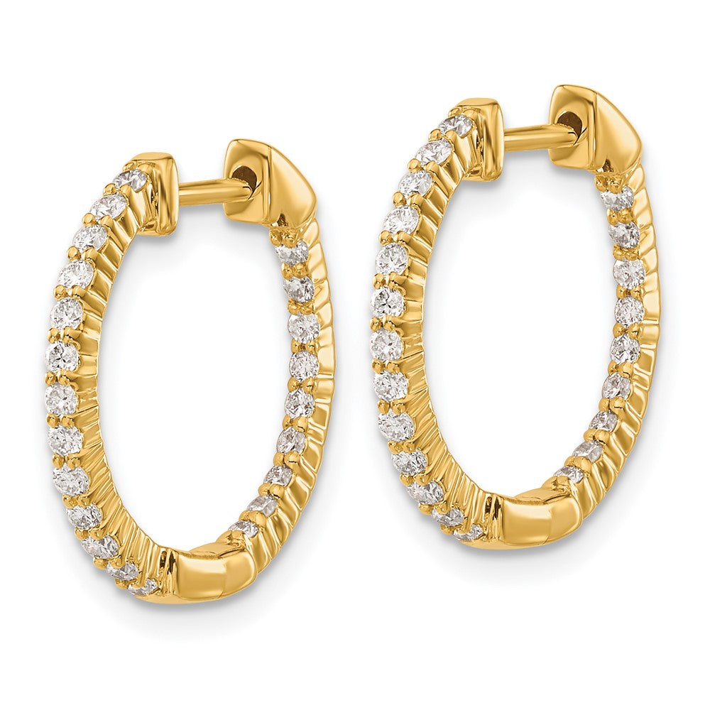 14k Gold Polished Diamond In/Out Hinged Hoop Earrings