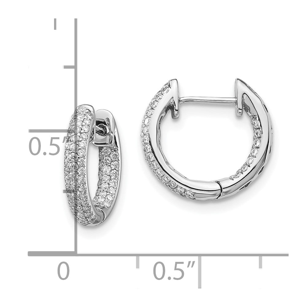 10k White Gold Diamond Hinged Hoop Earrings