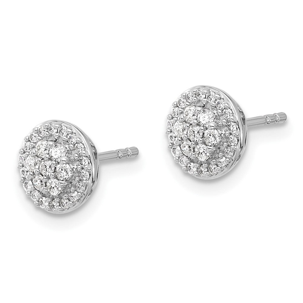 14k White Gold Diamond Cluster Earrings