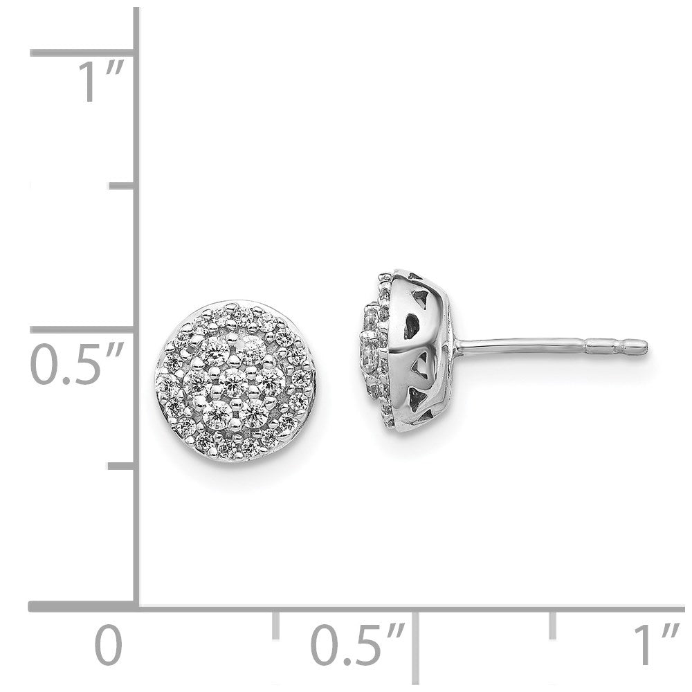 14k White Gold Diamond Cluster Earrings