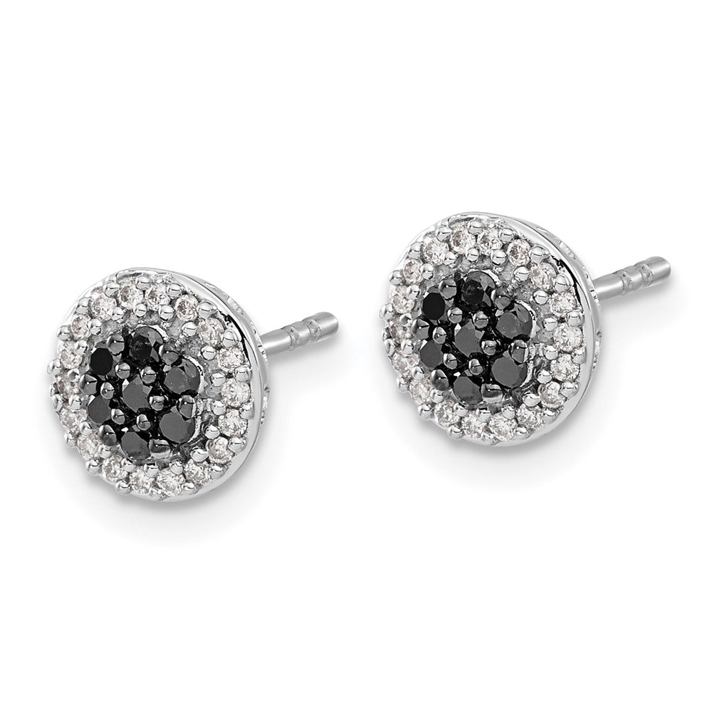 14k White Gold Black/White Diamond Cluster Post Earrings