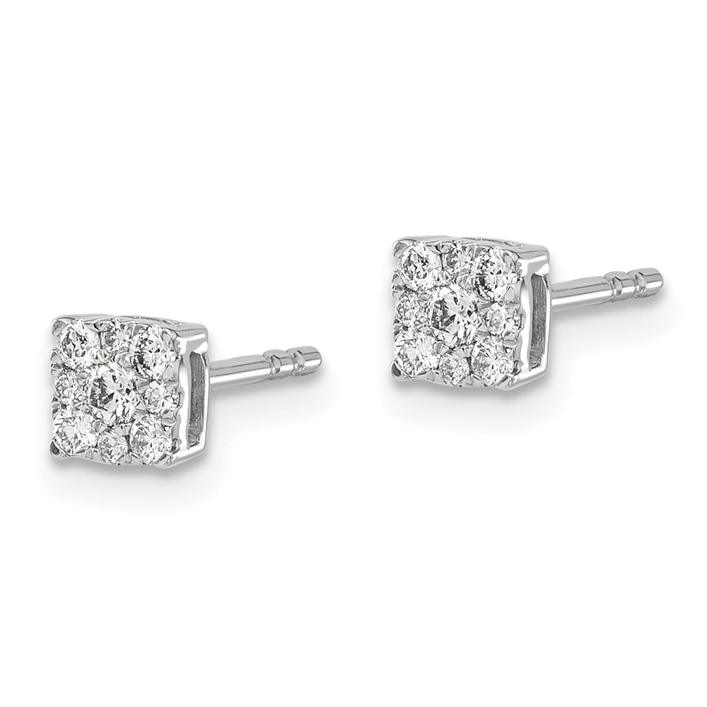 14k White Gold Diamond Cluster Post Earrings