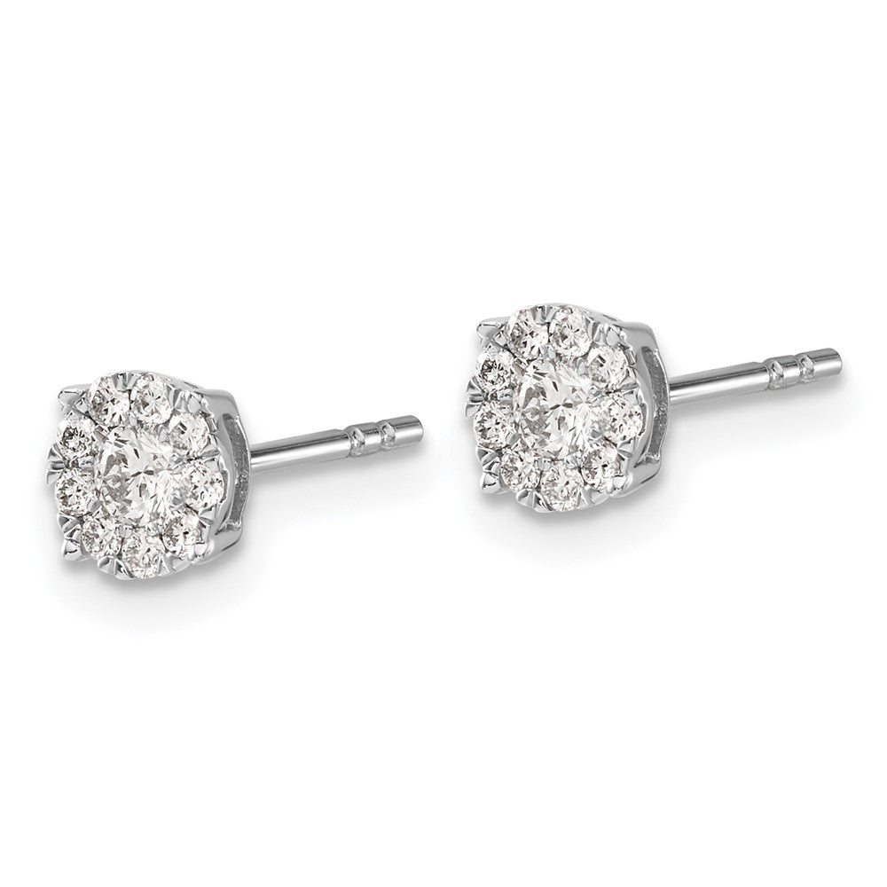 14k White Gold Diamond Cluster Post Earrings