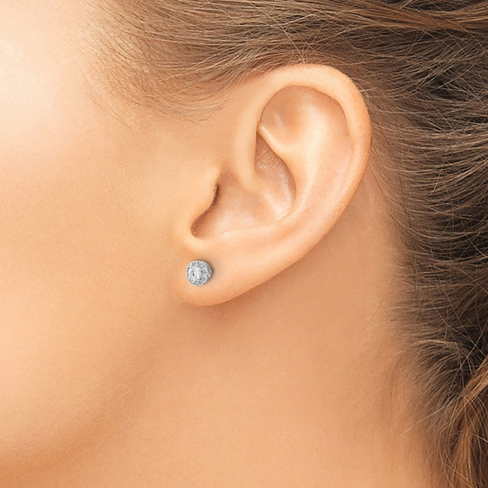 14k White Gold Diamond Cluster Post Earrings