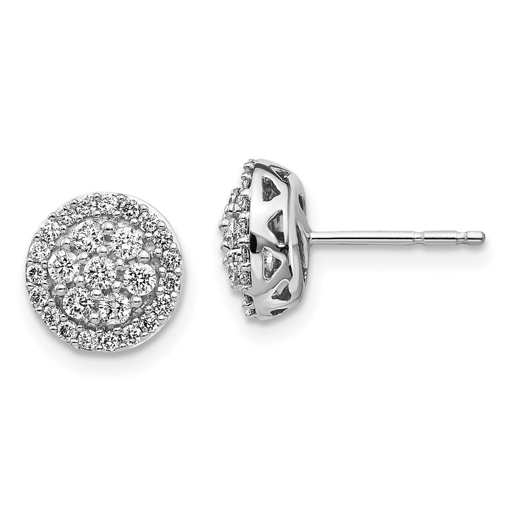 14k White Gold Diamond Cluster Post Earrings