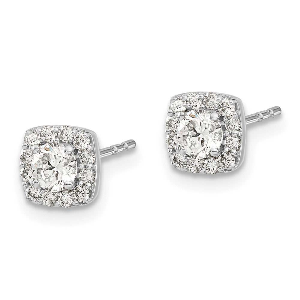 14k White Gold Square Cluster Diamond Earrings