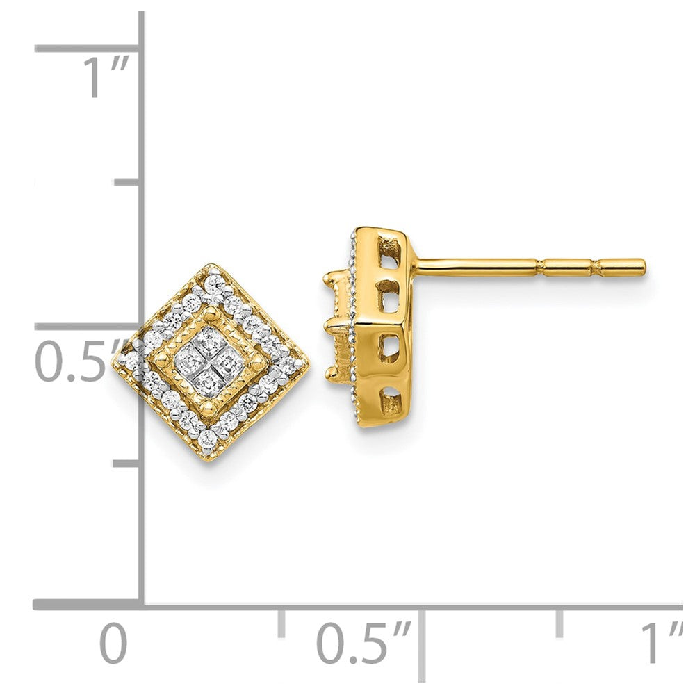 10k Polished Diamond Post Earrings