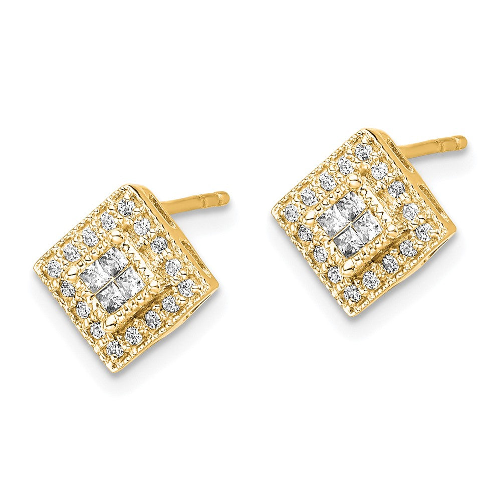 14k Polished Diamond Post Earrings