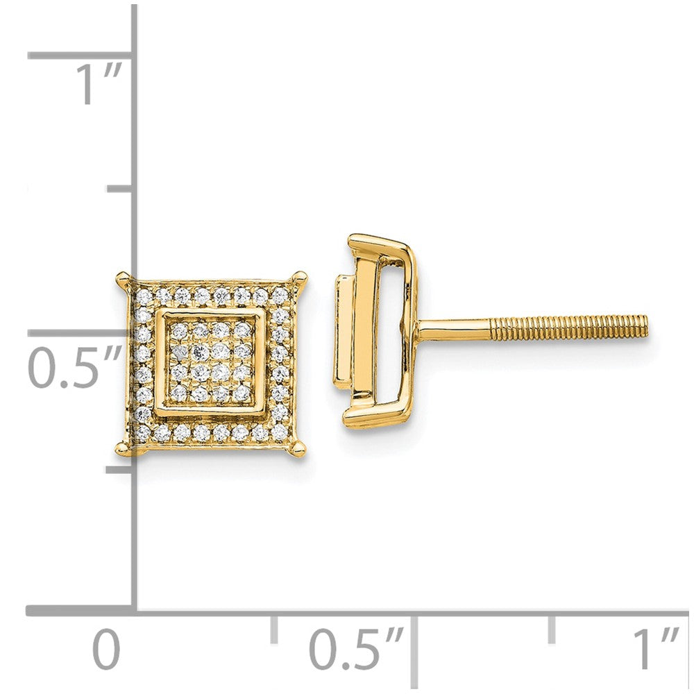 14k Diamond Small Double Square Bezel Post Earrings