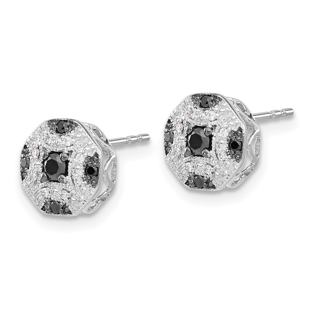 14k White Gold Fancy White and Black Diamond Post Earrings