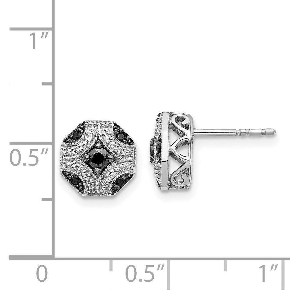 14k White Gold Fancy White and Black Diamond Post Earrings