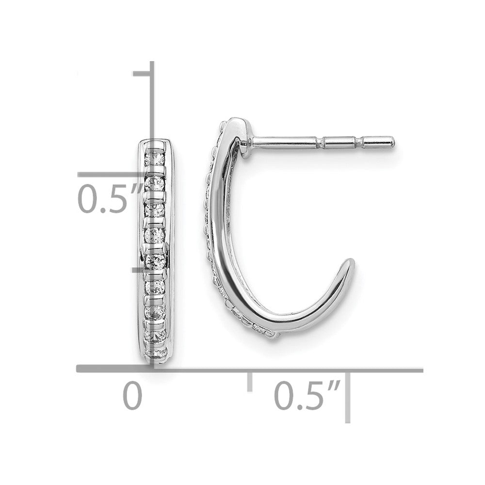 10k White Gold Diamond J-Hoop Post Earrings