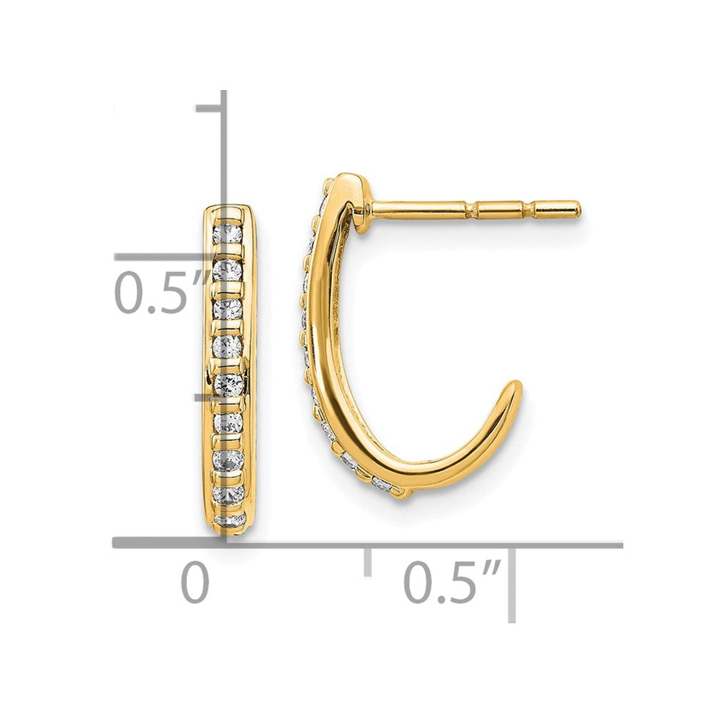 14k Diamond J-Hoop Post Earrings