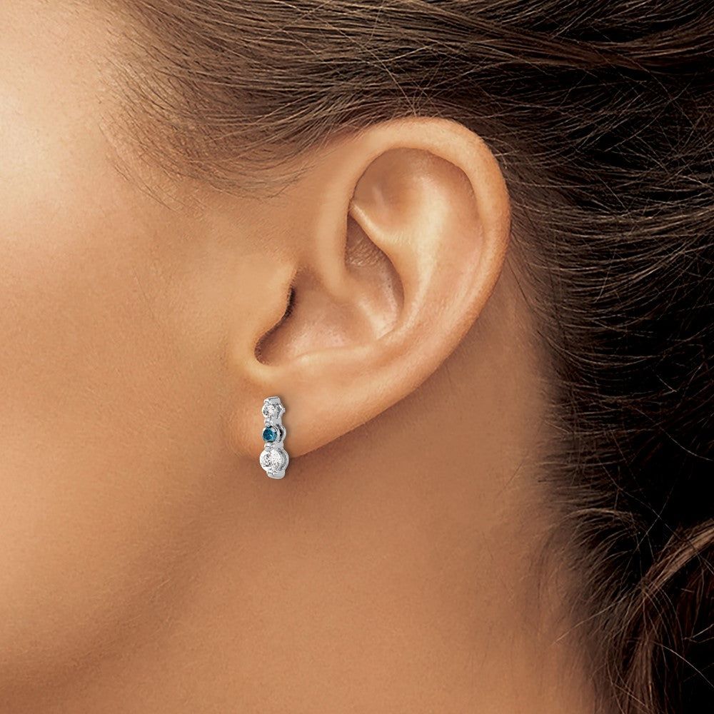 14k White Gold Blue/White Diamond Earrings