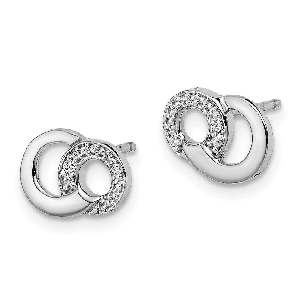 14k White Gold Diamond Circles Post Earrings